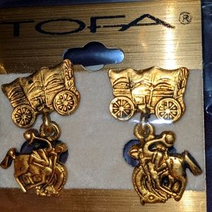 ❤️ Rodeo Horse Cowboy Carriage Earrings